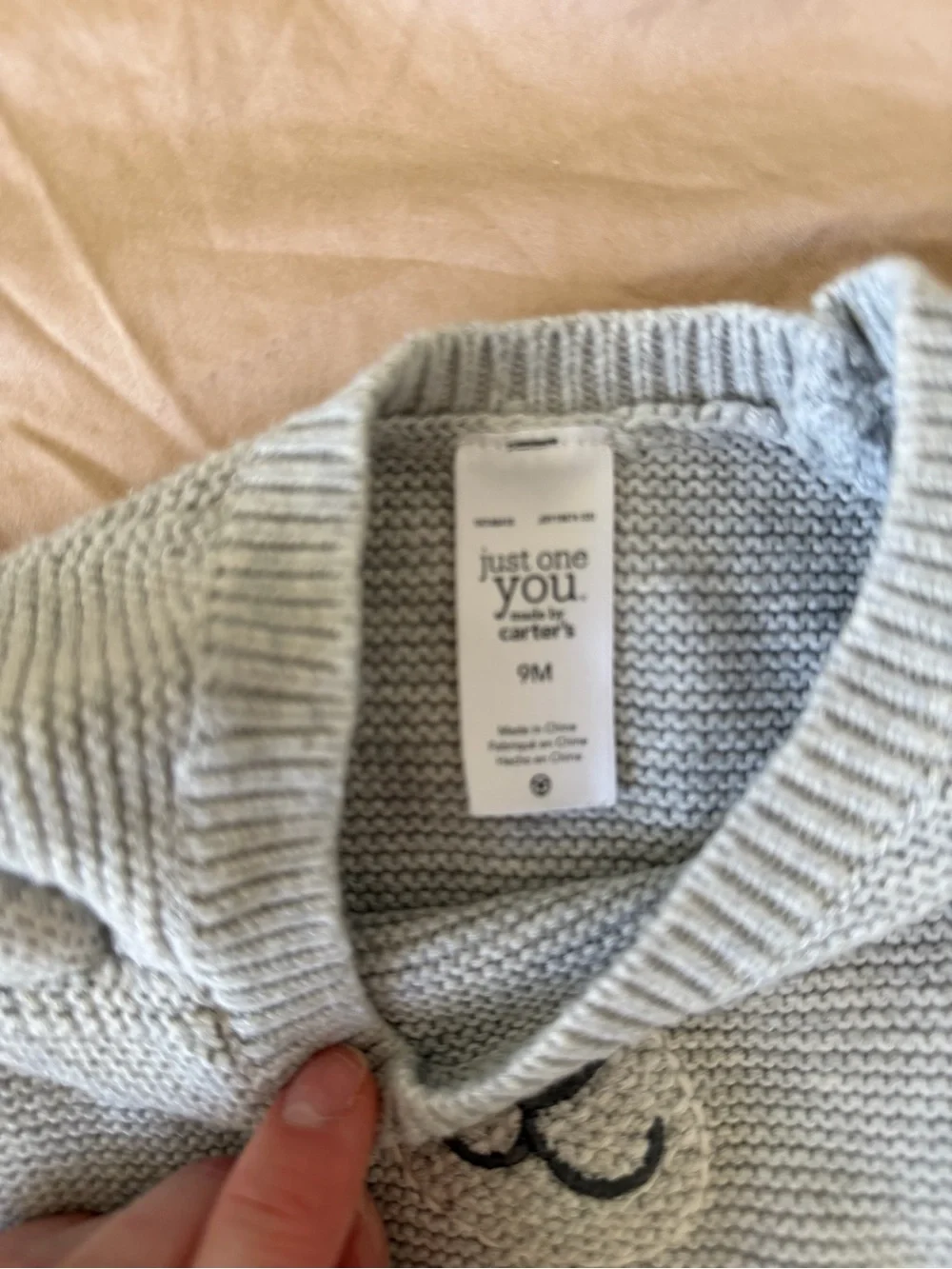 Carter's Light Gray Knit Baby Sweater 9M